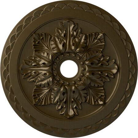 Ekena Millwork Bordeaux Deluxe Ceiling Medallion (Fits Canopies up to 4"), 23 5/8"OD x 3"ID x 2"P, Brass CM23BOBRS